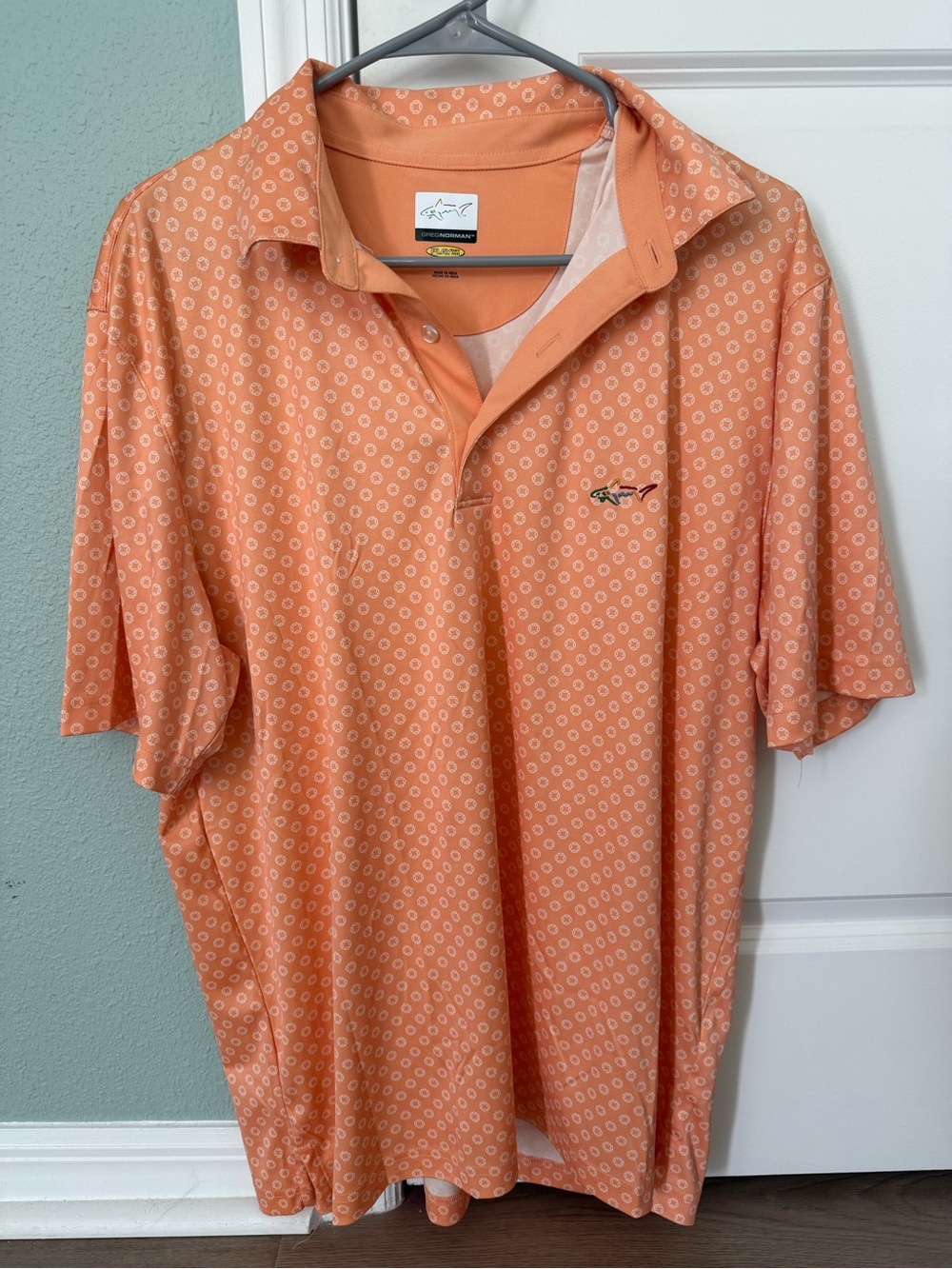 Greg Norman Collection Orange Printed Performance Polo